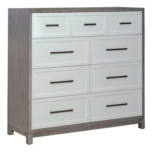 bowery hill 9-drawer chesser in shell white and driftwood finish