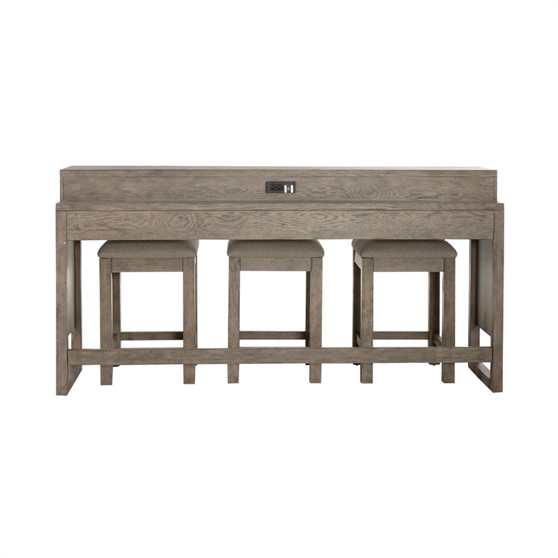 Bowery Hill Contemporary Wood 4-Piece Console Table Set in Driftwood
