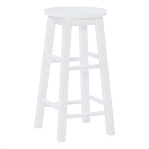 Bowery Hill Contemporary Wood Round Counter Stool in White Finish