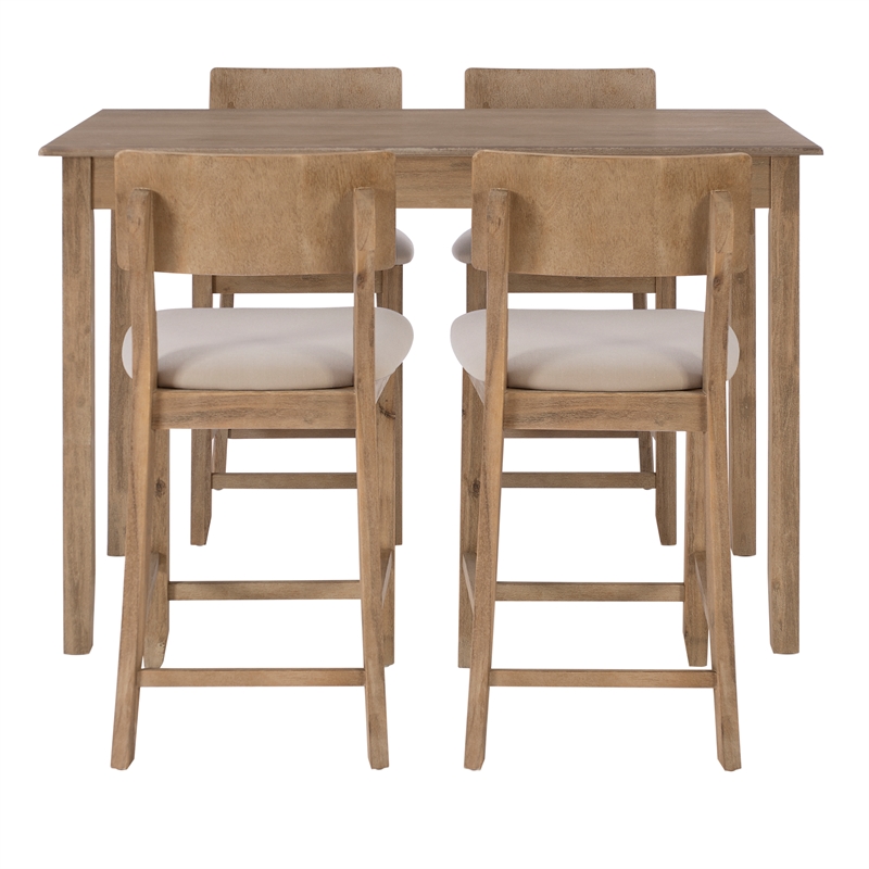 Bowery Hill Contemporary Wood Five Piece TaSet in Gray Wash Finish