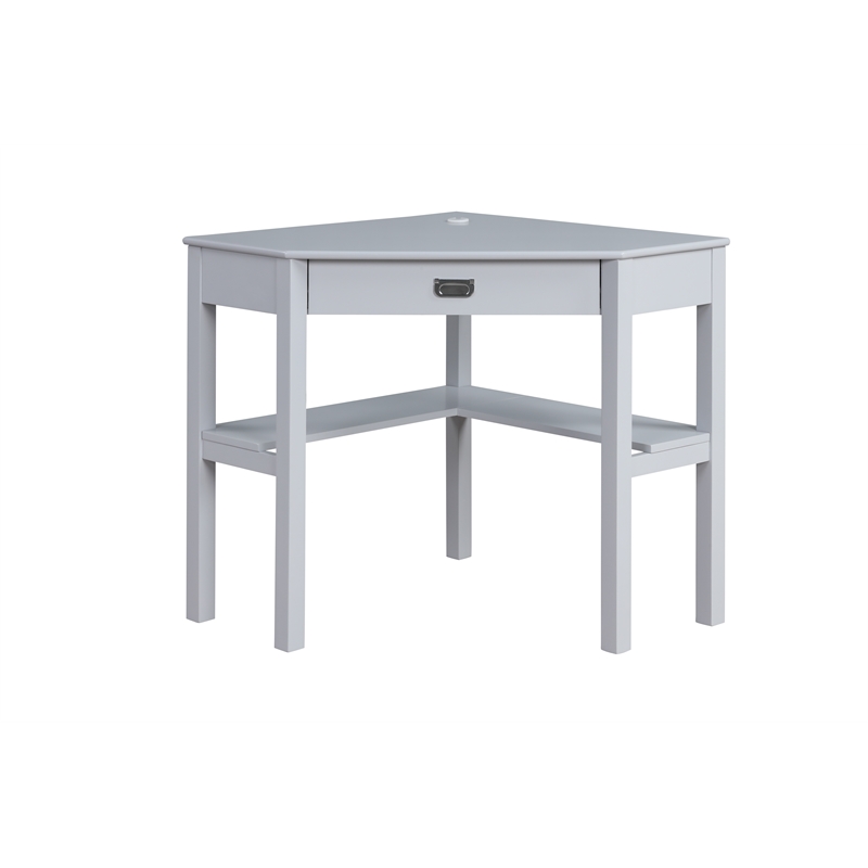 Bowery Hill Contemporary Wood One Drawer Corner Desk in Gray