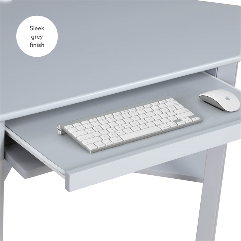 Bowery Hill Contemporary Wood One Drawer Corner Desk in Gray