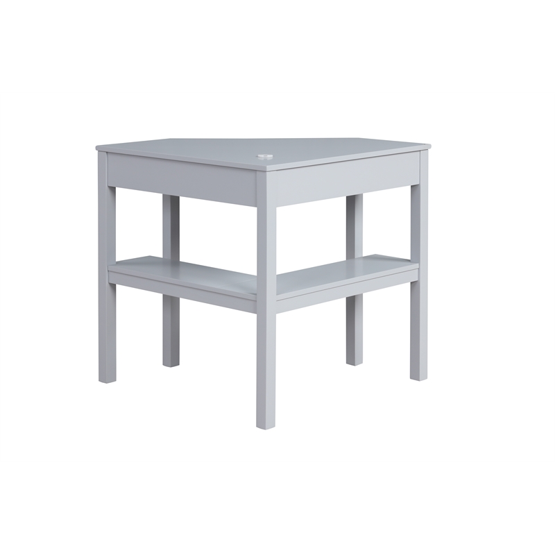 Bowery Hill Contemporary Wood One Drawer Corner Desk in Gray