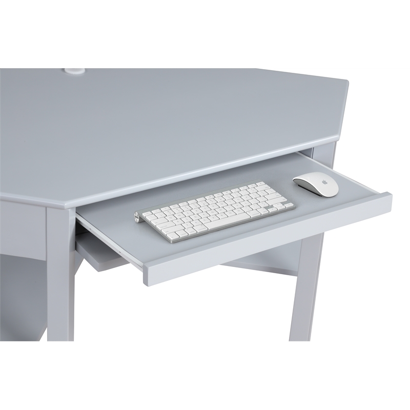 Bowery Hill Contemporary Wood One Drawer Corner Desk in Gray