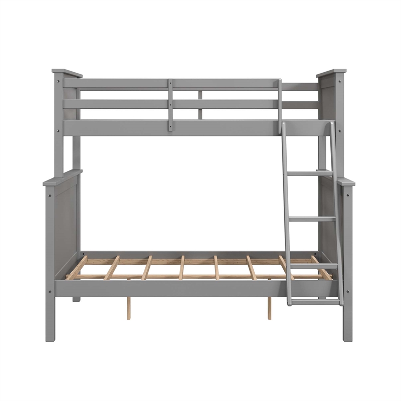 Bowery Hill Contemporary Wood Twin over Full Bunk Bed in Gray