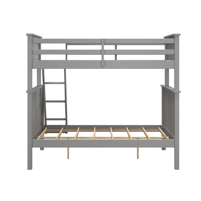 Bowery Hill Contemporary Wood Twin over Full Bunk Bed in Gray