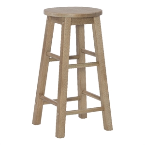 Bowery Hill Contemporary Wood Round Counter Stool in Washed Gray