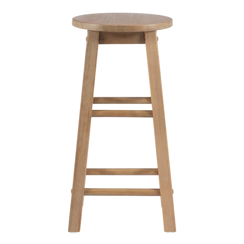 Bowery Hill Contemporary Wood Round Counter Stool in Washed Gray
