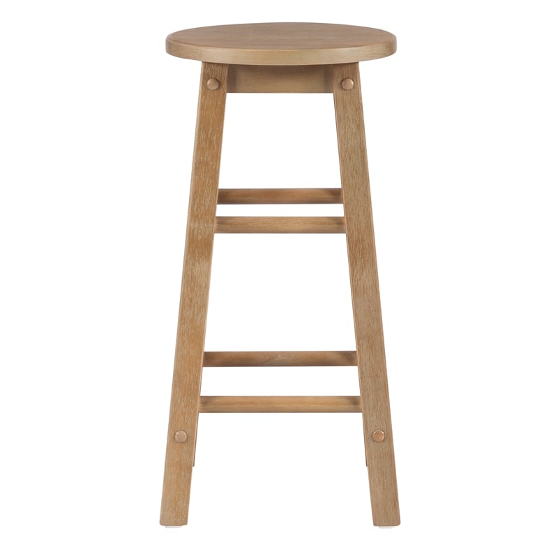 Bowery Hill Contemporary Wood Round Counter Stool in Washed Gray