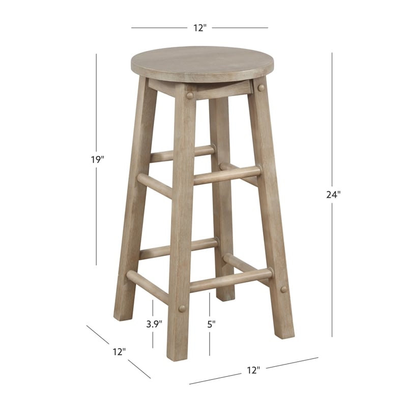 Bowery Hill Contemporary Wood Round Counter Stool in Washed Gray