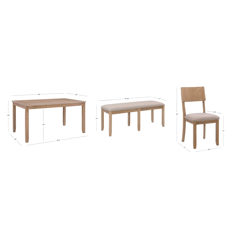 Bowery Hill Contemporary Six Piece Wood Dining Set in Washed Gray