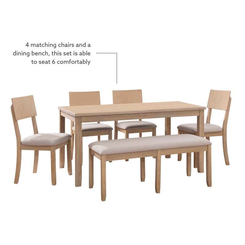 Bowery Hill Contemporary Six Piece Wood Dining Set in Washed Gray