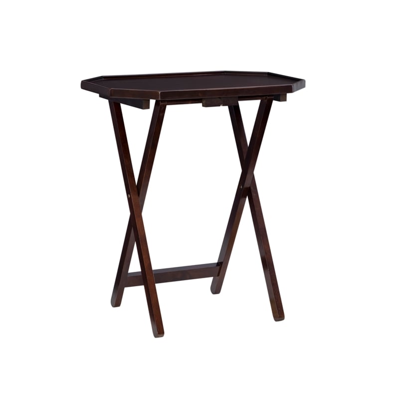 Bowery Hill Modern Wood Five Piece Tray Table Set in Espresso