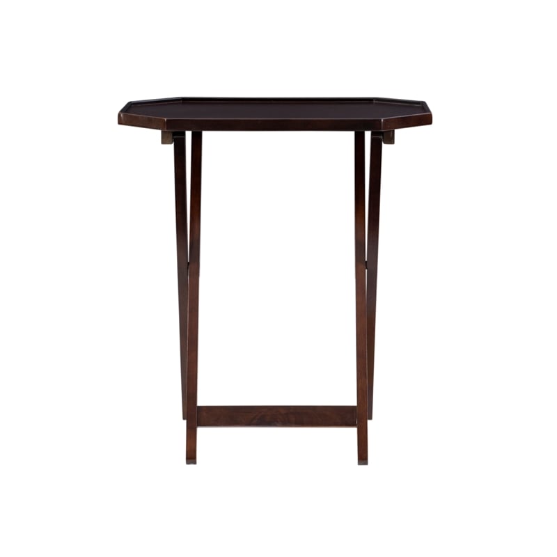 Bowery Hill Modern Wood Five Piece Tray Table Set in Espresso