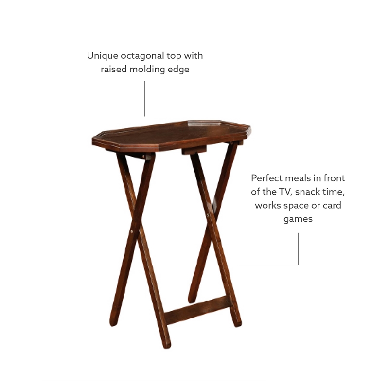 Bowery Hill Modern Wood Five Piece Tray Table Set in Espresso