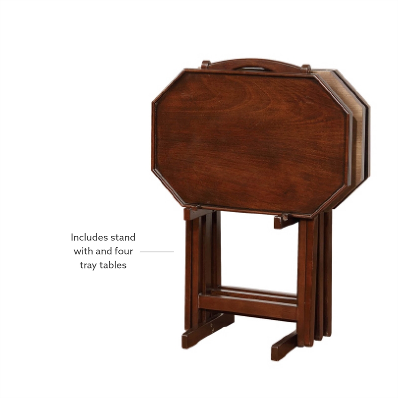 Bowery Hill Modern Wood Five Piece Tray Table Set in Espresso