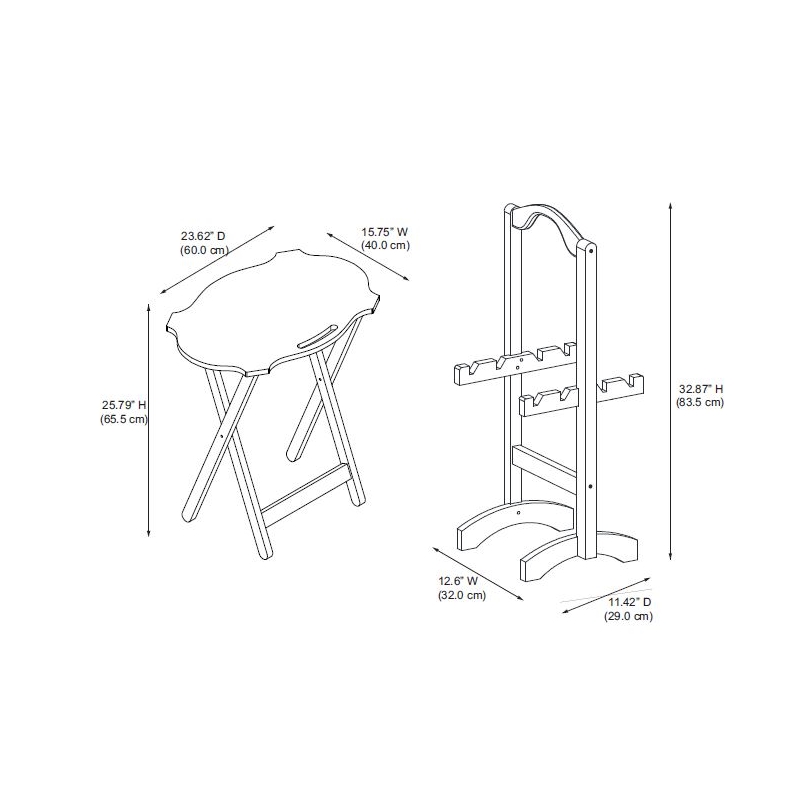 Bowery Hill Modern Wood Five Piece Tray Table Set in Espresso
