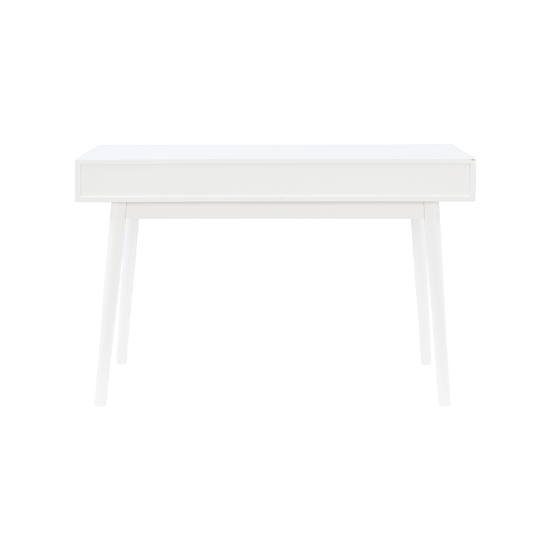 Bowery Hill Contemporary Wood Two Drawer Desk in White Finish