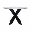 Bowery Hill Modern X Base Wood and Glass Dining Table in Black