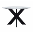 Bowery Hill Modern X Base Wood and Glass Dining Table in Black
