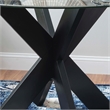 Bowery Hill Modern X Base Wood and Glass Dining Table in Black