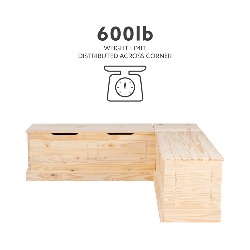 Bowery Hill Modern Wood Backless Corner Nook in Unfinished Pine