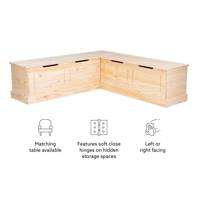 Bowery Hill Modern Wood Backless Corner Nook in Unfinished Pine