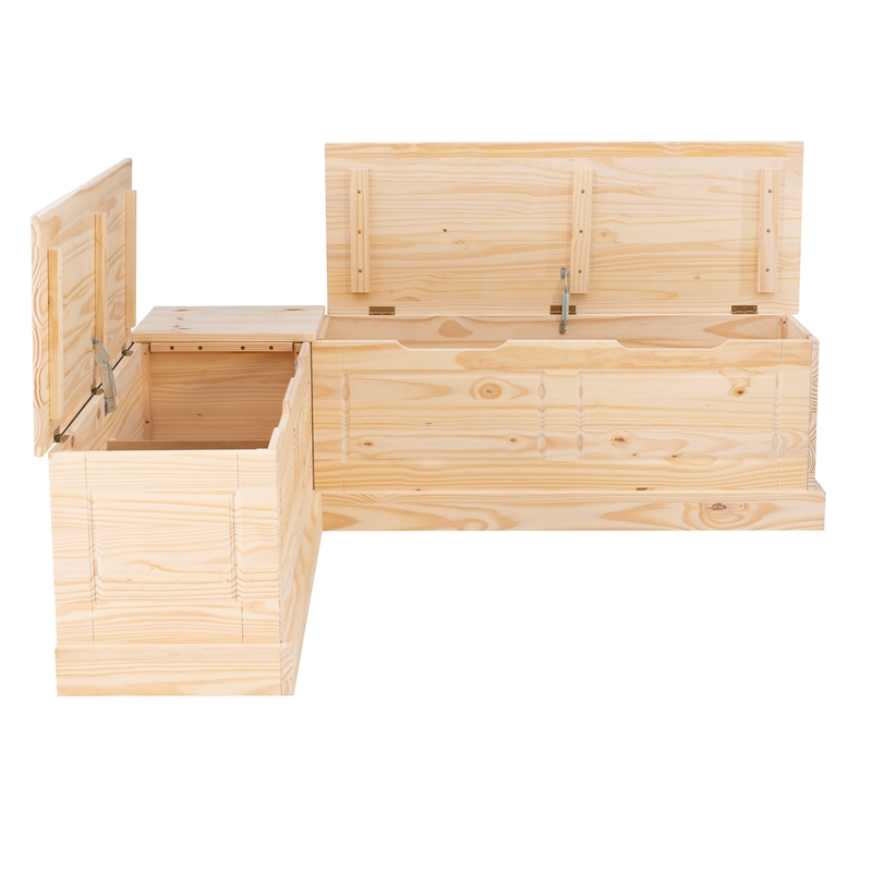 Bowery Hill Modern Wood Backless Corner Nook in Unfinished Pine