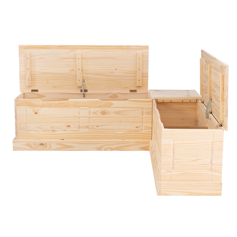 Bowery Hill Modern Wood Backless Corner Nook in Unfinished Pine