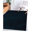 Bowery Hill Modern Faux Rabbit Polyester 5'x7' Area Rug in Navy