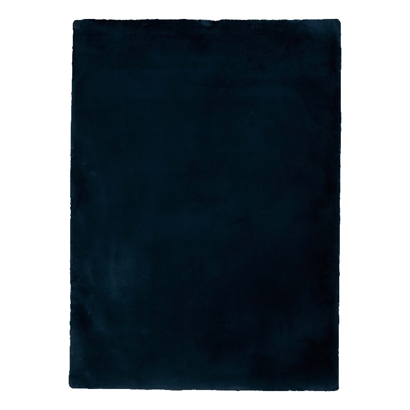 Bowery Hill Modern Faux Rabbit Polyester 5'x7' Area Rug in Navy