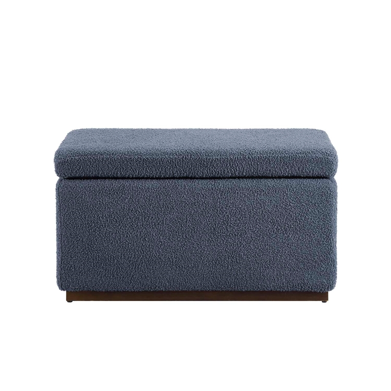 Bowery Hill Modern Rectangle Sherpa Storage Ottoman in Dark Gray