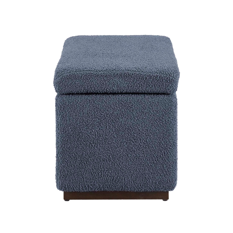 Bowery Hill Modern Rectangle Sherpa Storage Ottoman in Dark Gray