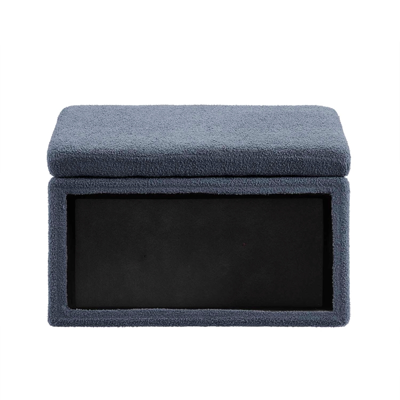 Bowery Hill Modern Rectangle Sherpa Storage Ottoman in Dark Gray