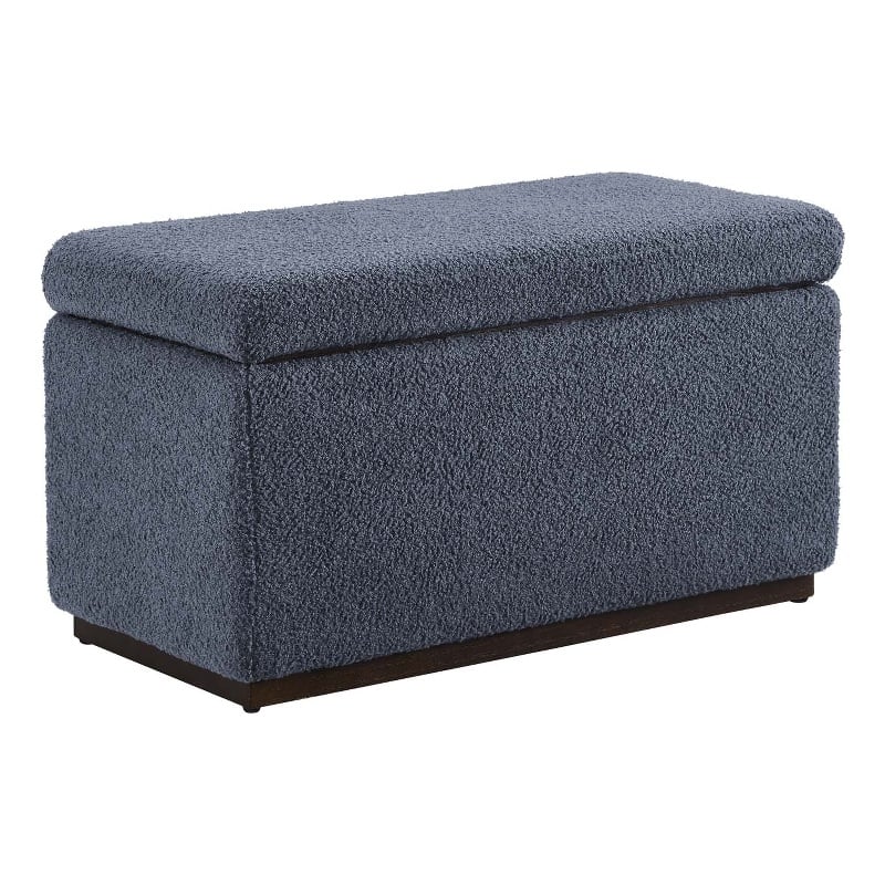 Bowery Hill Modern Rectangle Sherpa Storage Ottoman in Dark Gray
