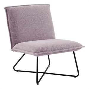 Bowery Hill Modern Metal Sherpa Upholstered Accent Chair in Gray