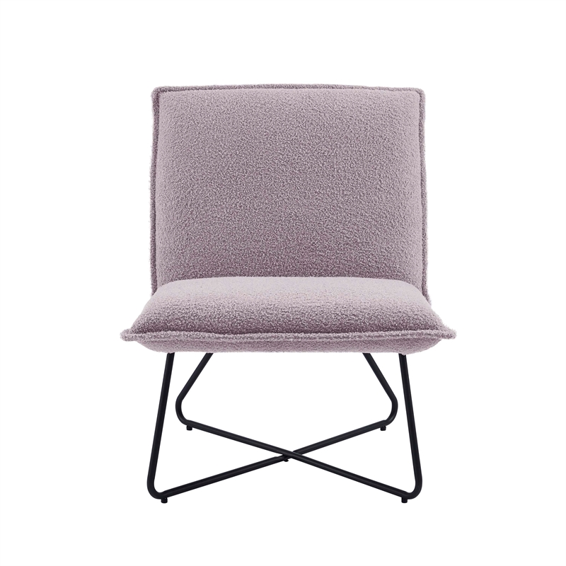 Bowery Hill Modern Metal Sherpa Upholstered Accent Chair in Gray