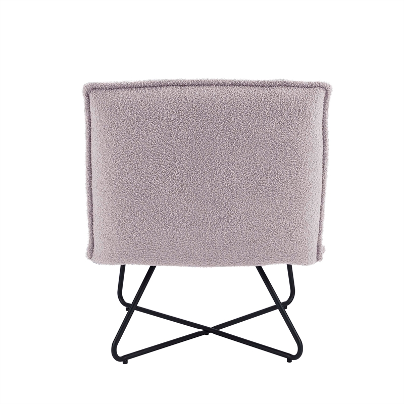 Bowery Hill Modern Metal Sherpa Upholstered Accent Chair in Gray