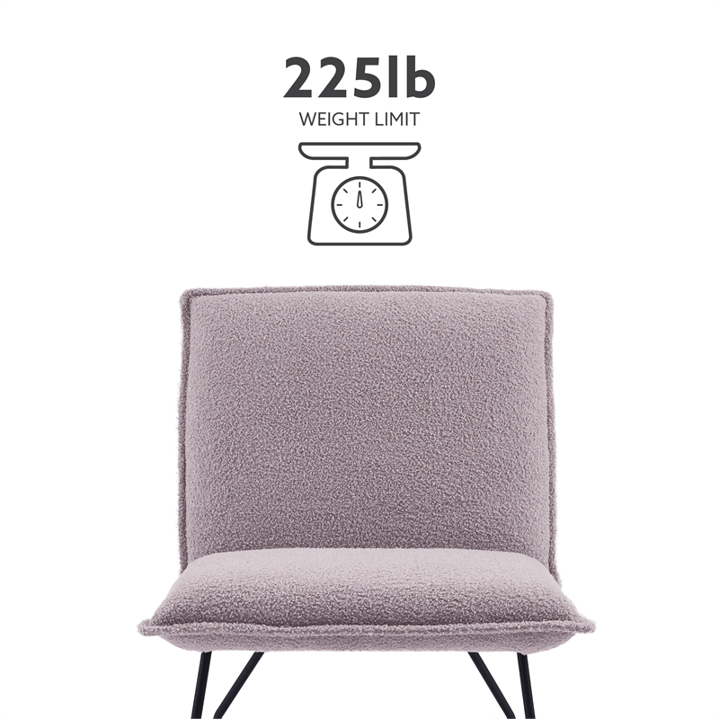 Bowery Hill Modern Metal Sherpa Upholstered Accent Chair in Gray