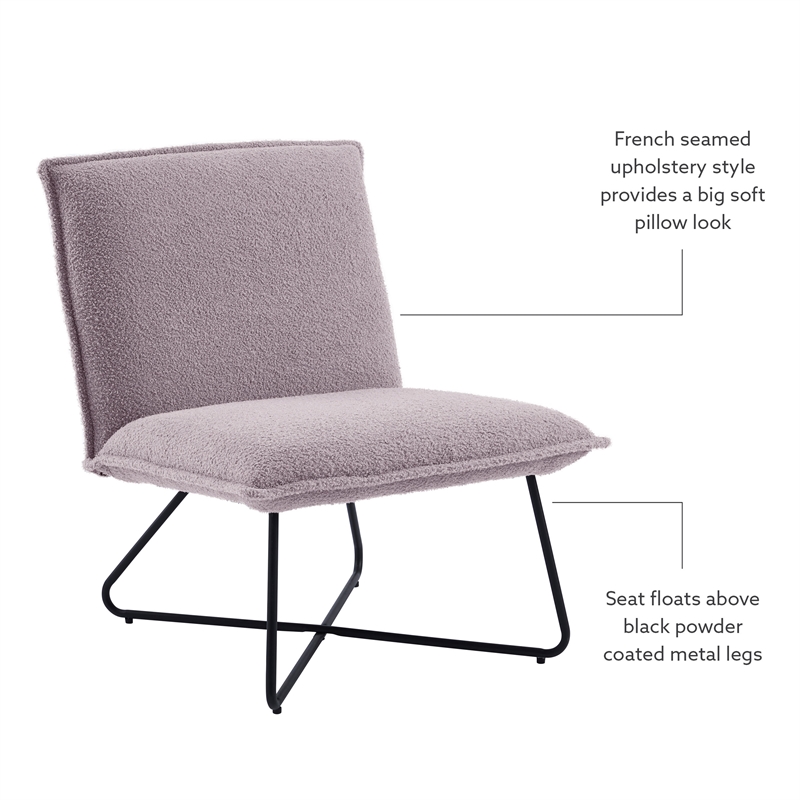 Bowery Hill Modern Metal Sherpa Upholstered Accent Chair in Gray