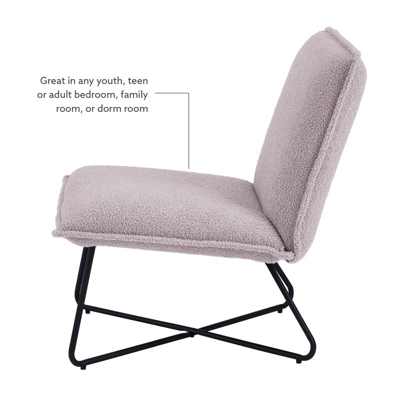 Bowery Hill Modern Metal Sherpa Upholstered Accent Chair in Gray