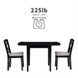 Bowery Hill Modern Wood Three Piece Drop Leaf Dining Set in Black