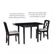 Bowery Hill Modern Wood Three Piece Drop Leaf Dining Set in Black