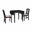 Bowery Hill Modern Wood Three Piece Drop Leaf Dining Set in Black