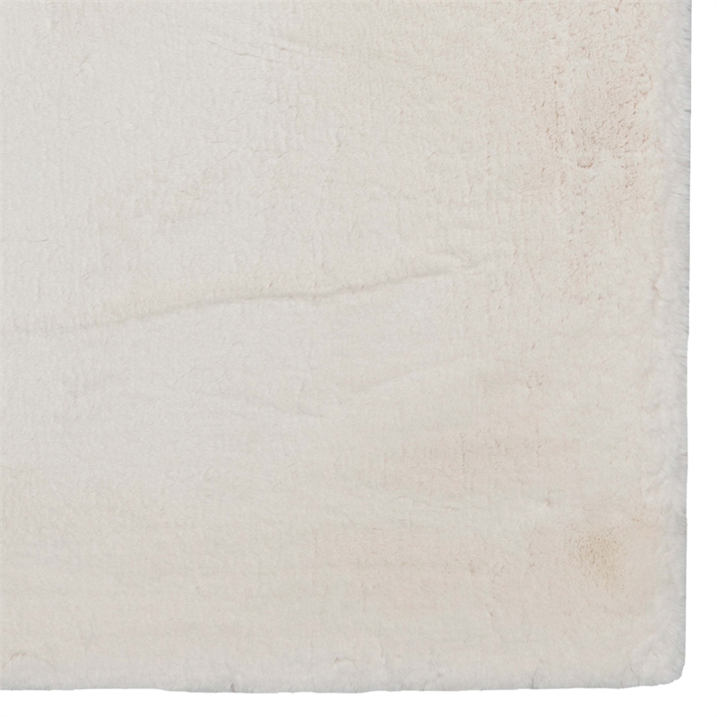 Bowery Hill Modern Faux Rabbit Polyester 8'x10' Area Rug in White