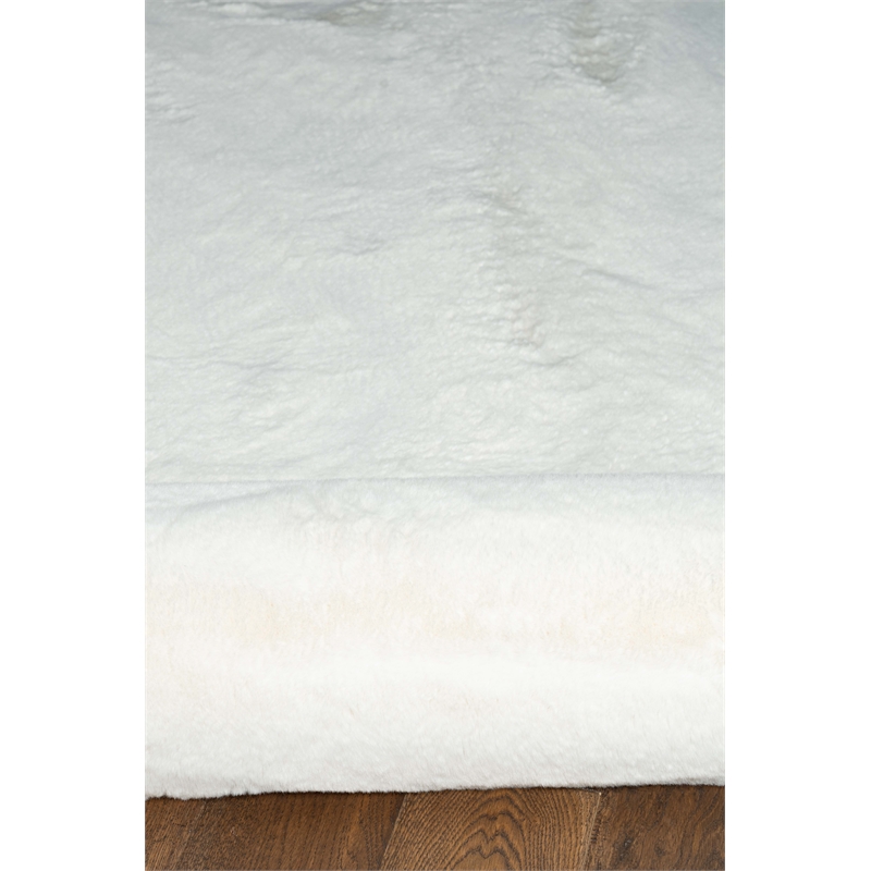 Bowery Hill Modern Faux Rabbit Polyester 8'x10' Area Rug in White