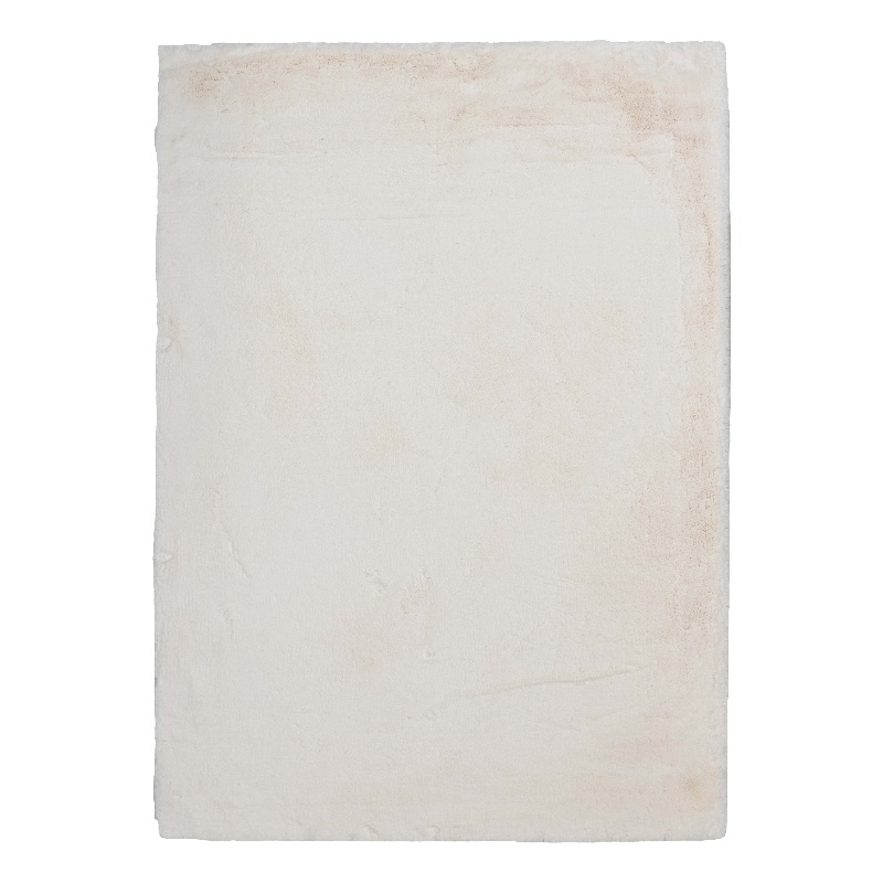 Bowery Hill Modern Faux Rabbit Polyester 8'x10' Area Rug in White