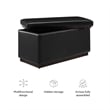 Bowery Hill Modern Rectangle Faux Leather Storage Ottoman in Black