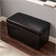 Bowery Hill Modern Rectangle Faux Leather Storage Ottoman in Black