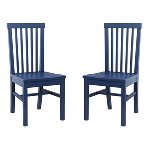 Bowery Hill Modern Set of Two Wood Side Dining Chairs in Navy Blue